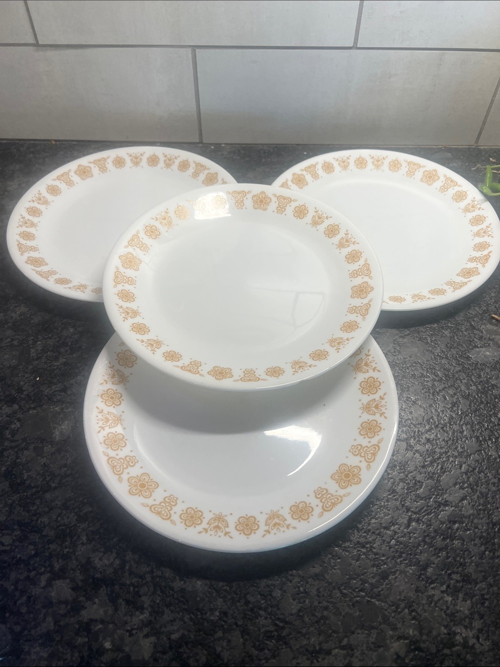 Vintage Retired Corelle Butterfly Gold Salad Plates 8.5”. Excellent condition